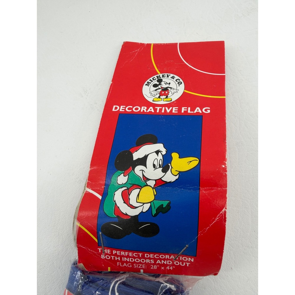 Mickey & Co Decorative Flag Disney 28x44 Blue Christmas Santa Mickey Vintage